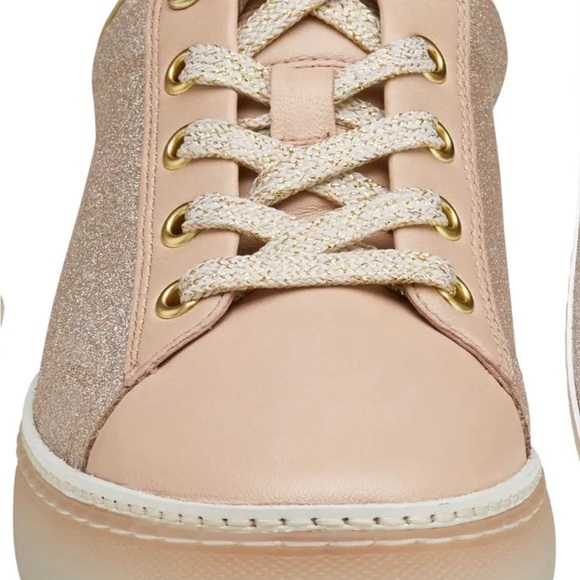 Johnston and Murphy Sneakers Champagne Glitter Fabric and Leather Size 7 - Picture 2 of 11